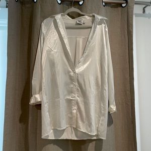 Princes Polly white satin button down dress